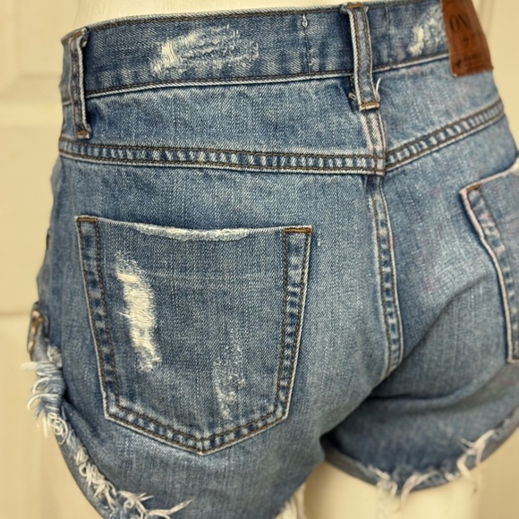 One X One Teaspoon Harlets High Rise Exposed Button Fly Jean Shorts 24 - Picture 9 of 13